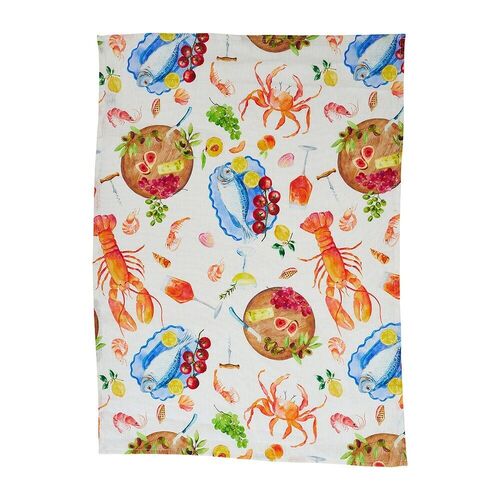 Annabel Trends Tea Towel - Linen - Seafood Multi