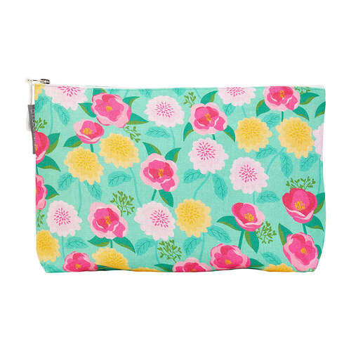 Annabel Trends Cosmetic Bag - Linen - Large - Camellias Mint