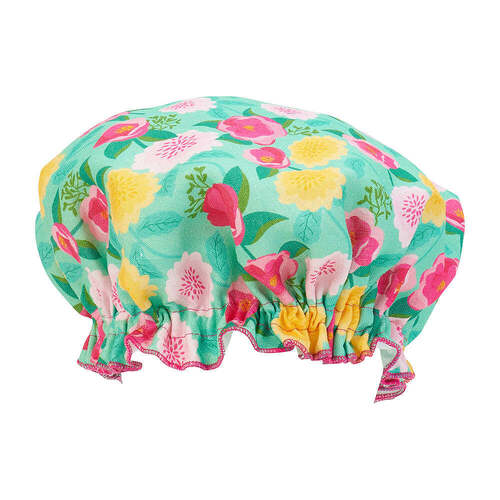 Annabel Trends Shower Cap - Linen - Camellias Mint