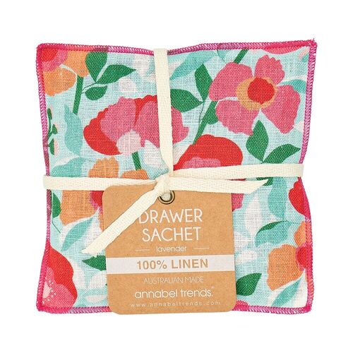 Annabel Trends Drawer Sachet Linen Sherbet Poppies