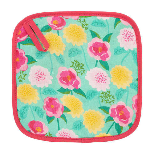 Annabel Trends Pot Holder - Linen - Camellias Mint