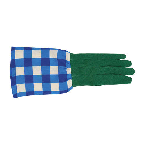 Annabel Trends Long Sleeve Garden Gloves - Linen - Cobalt Check