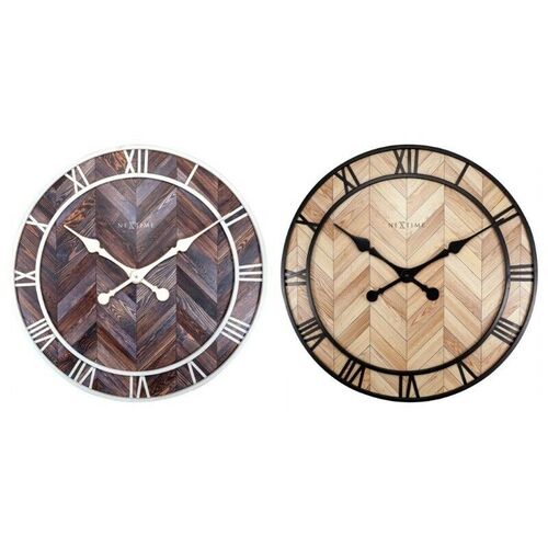 Boyle NeXtime Roman Vintage Wall Clock 58cm Wooden Face Dark/Light Brown