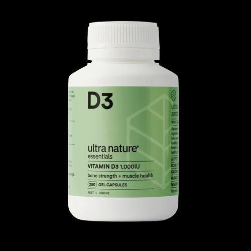 Ultra Nature Essentials Vitamin D3 - 250 Gel Caps