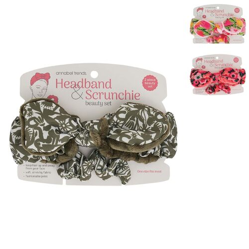 Annabel Trends Printed Headband & Scrunchie Set