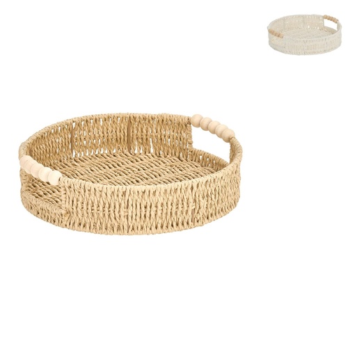 Annabel Trends Papier Woven Round Tray - Beaded