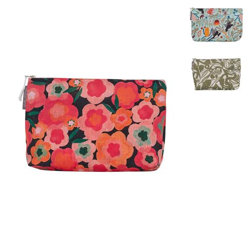 Annabel Trends Cosmetic Bag - Linen - Large - Midnight Blooms