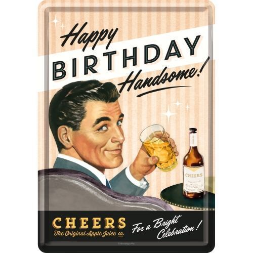 Nostalgic-Art Metal Postcard Say it 50's Happy Birthday Man 10x14cm