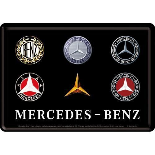 Nostalgic-Art Metal Postcard Mercedes-Benz Logo Evolution 10x14cm