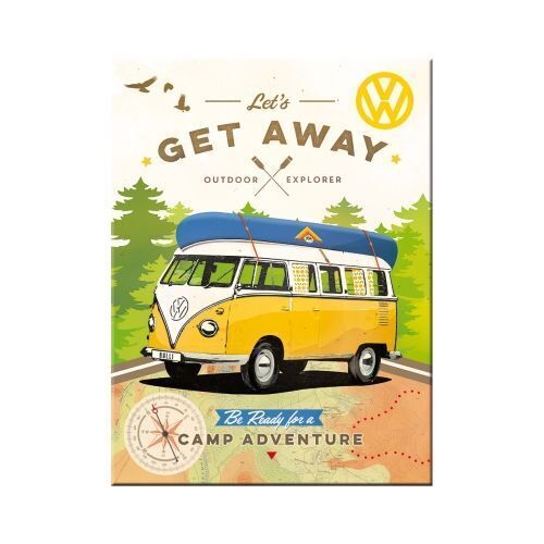 Nostalgic-Art Magnet Volkswagen Bulli Let's Get Away! 6x8cm