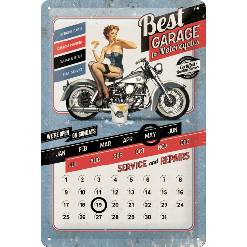 Nostalgic-Art Medium Sign Calendar Best Garage 20x30cm