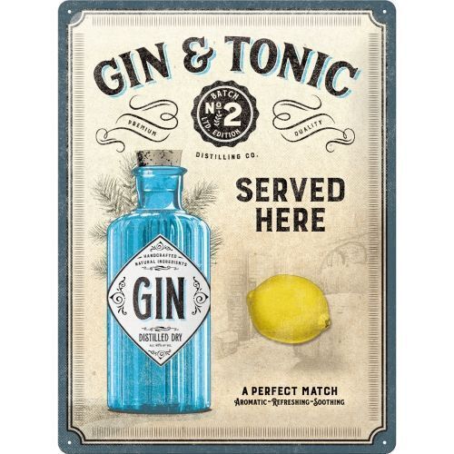 Nostalgic-Art Large Sign Gin & Tonic Served Here 30x40cm