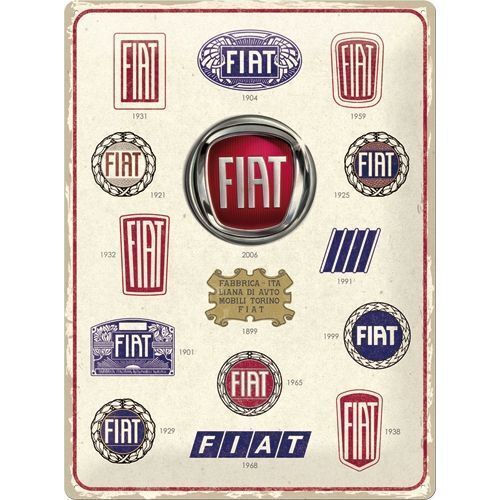 Nostalgic-Art Large Sign Fiat Logo Evolution 30x40cm