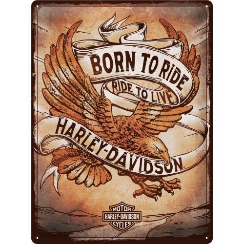 Nostalgic-Art Large Sign Harley Born To Ride Eagle 30x40cm