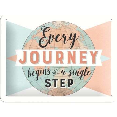 Nostalgic-Art Small Sign Every Journey begins 15x20cm