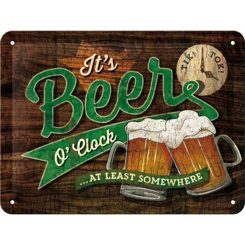 Nostalgic-Art Small Sign Beer O'Clock Glasses 15x20cm