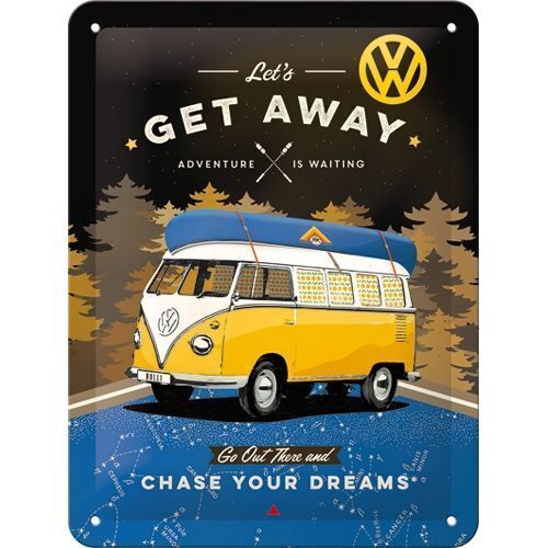 Nostalgic-Art Small Sign VW Bulli - Let's Get Away Night 15x20cm