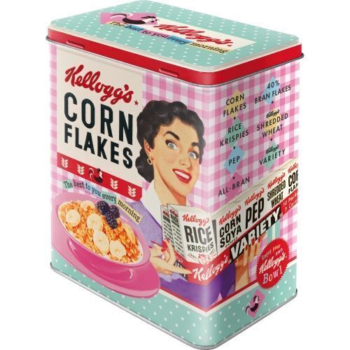 Nostalgic-Art Tin Storage Box Large Kellogg's Happy Hostess Corn Flakes