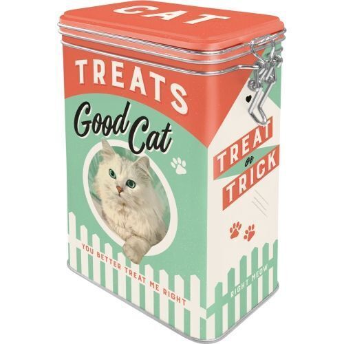 Nostalgic-Art Clip Top Storage Tin Cat Treats 7.5x11x1725cm