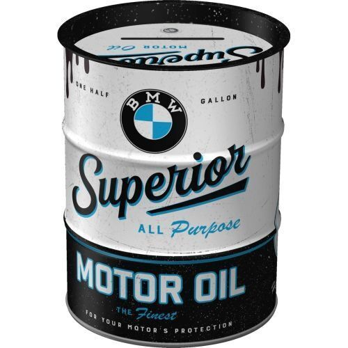 Nostalgic-Art Money Box Oil Barrel BMW Motor Oil 9.3x9.3x11.5cm