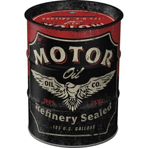 Nostalgic-Art Money Box Oil Barrel Motor Oil 9.3x9.3x11.5cm