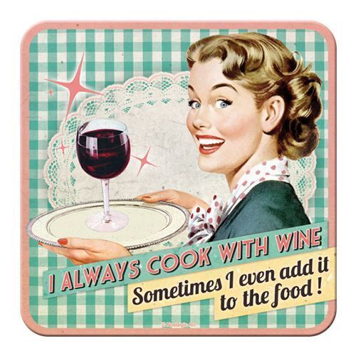 Nostalgic-Art Metal Coaster Cook with wine 9x9cm