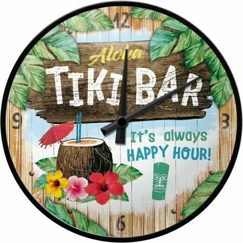 Boyle Nostalgic-Art Wall Clock Tiki Bar 30cm Retro Printed Design