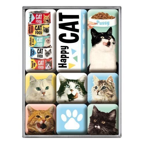 Nostalgic-Art 9pc Magnet Set Happy Cats