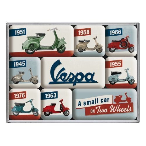 Nostalgic-Art 9pc Magnet Set Vespa Model Chart