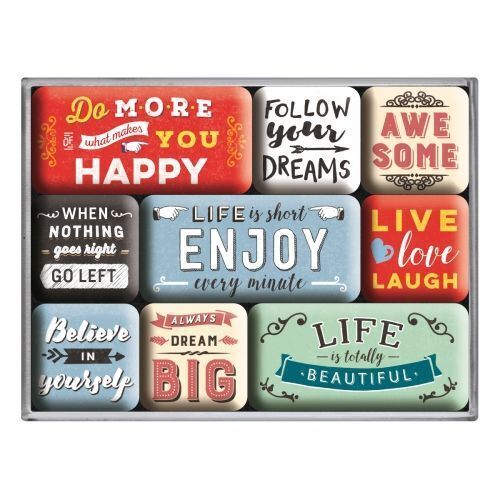 Nostalgic-Art 9pc Magnet Set Enjoy Life