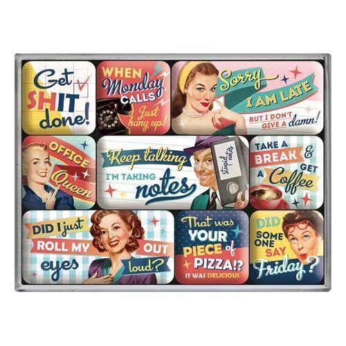 Nostalgic-Art 9pc Magnet Set Office Fun