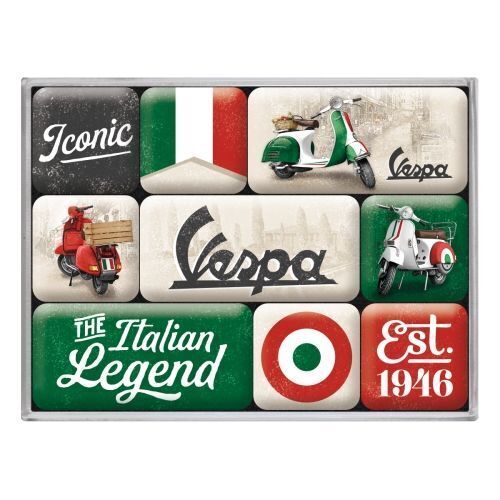 Nostalgic-Art 9pc Magnet Set Vespa Italian Legend