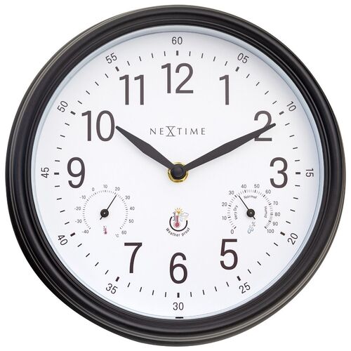 NeXtime Jasmine Weatherproof Outdoor Wall Clock 23.5 Black and White