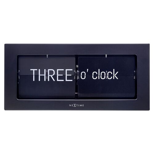 NeXtime Word Flip Table Clock Metal Black