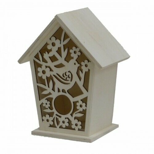 Boyle Paintable Plywood Laser Cut Birdhouse Storage Box Home D??cor Art