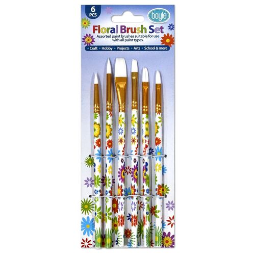 Floral Paint Brush Set of 6pcs