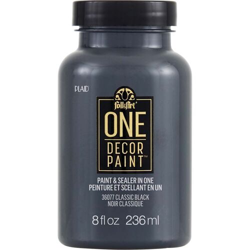 FolkArt One Decor Paint 236ml Classic Black - Eggshell Finish