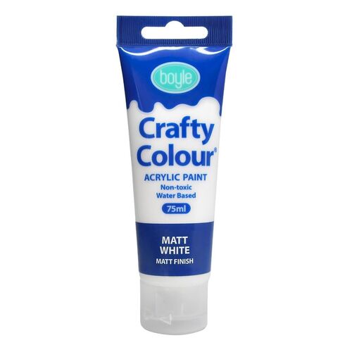 Crafty Colour Acrylic Paint 75ml Matt White