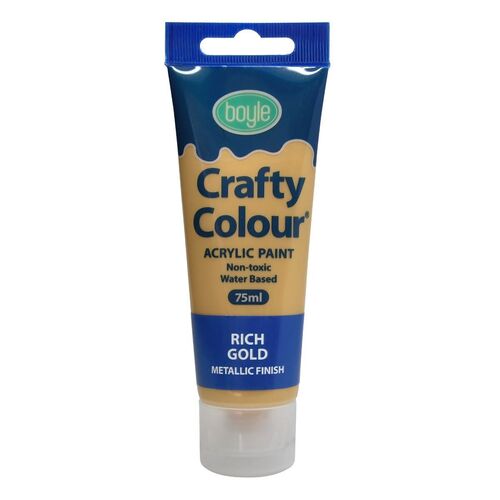 Crafty Colour Acrylic Paint 75ml Metallic Rich Gold