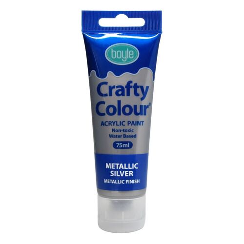 Crafty Colour Acrylic Paint 75ml Metallic Silver