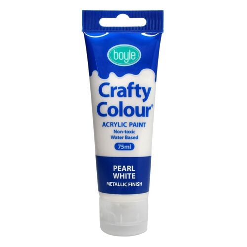 Crafty Colour Acrylic Paint 75ml Pearl White