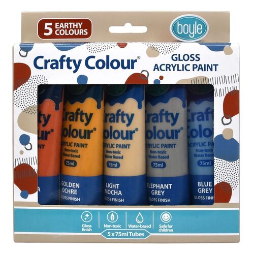 Crafty Colour Acrylic Paint 5 Pack - Earthy