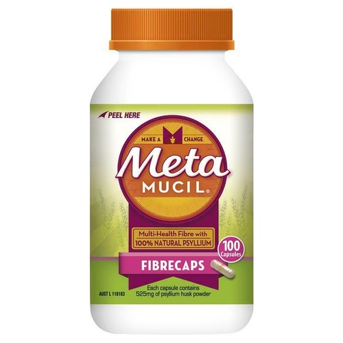 Metamucil Fibre Supplement Capsules 100 100% Natural Psyllium