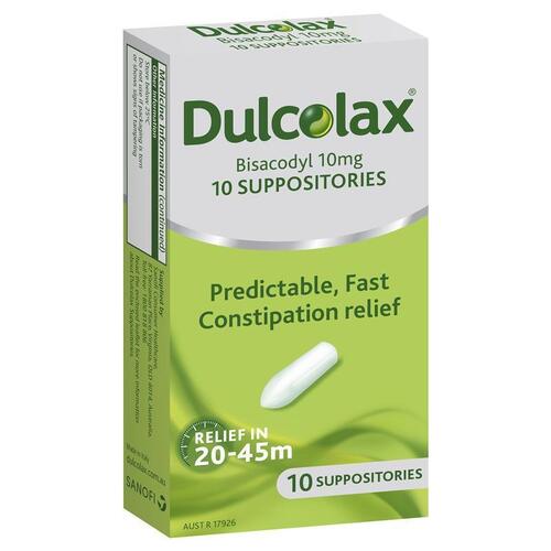 Dulcolax Laxatives Suppositories for Constipation Relief 10 Pack