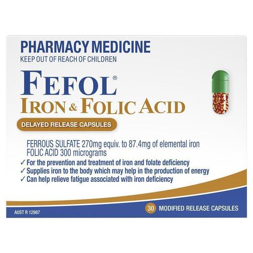 Fefol Iron and Folate Supplement 30 Capsules