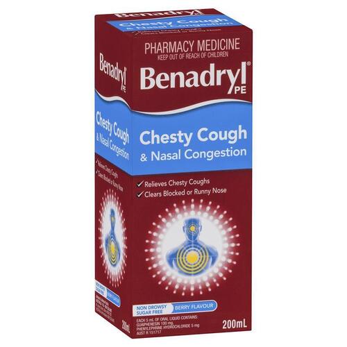 Benadryl PE Chesty Cough & Nasal Congestion Non-Drowsy Berry Flavour 200mL