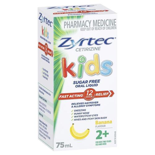 Zyrtec Kids Antihistamine Allergy & Hayfever Oral Liquid Banana 75mL