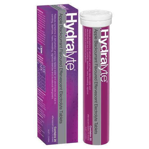 Hydralyte Electrolyte Effervescent Apple Blackcurrant 20 Tablets