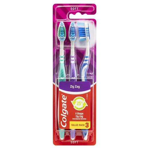 Colgate Zig Zag Deep Interdental Clean Toothbrush Flex Soft Value 3 Pack