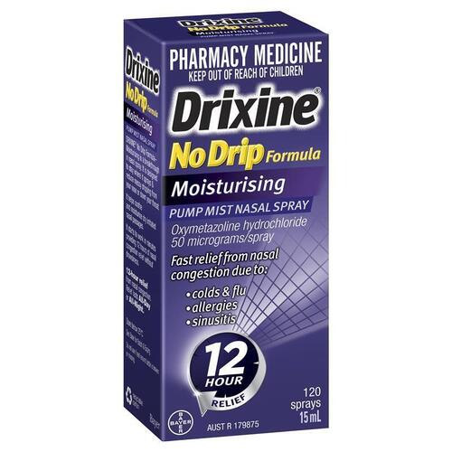 Drixine 12 Hour Relief No Drip Moisturising Nasal Spray 15mL